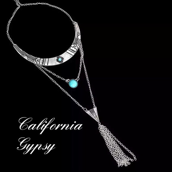 california gypsy Jewelry - Western boho silver gypsy tassel choker necklace